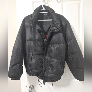 Vintage Nautica Mens Puffer Jacket Reversible Large Black and Red